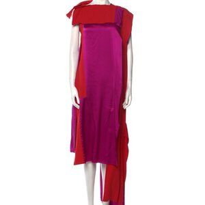 Maison Martin Margiela Red & Fuchsia Crepe Avant-Grade Dress- Made in Italy,42
